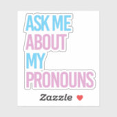 Sticker Posez-moi des questions sur mes pronoms (Feuille)
