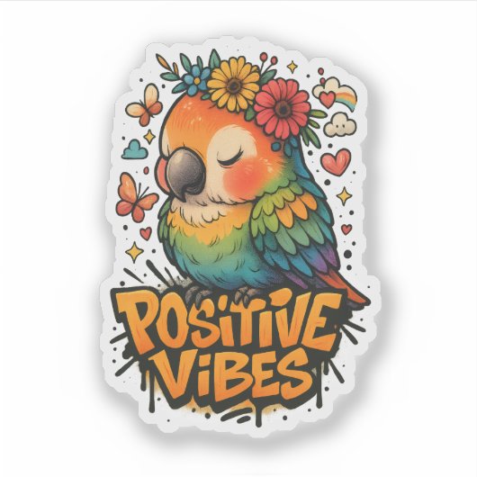 Sticker “Positive Vibes” Parrot (Devant)
