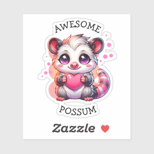 Sticker Possum génial | Opossum de dessin mignon (Feuille)