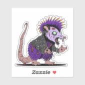 Sticker Possum Zombie Punk Rock (Feuille)