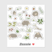 Sticker Possums dans un champ de baies (Feuille)