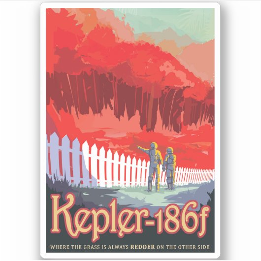 Sticker Poster De L'Espace Rétro De Kepler-186f. (Devant)
