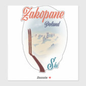 Sticker poster de ski Zakopane Pologne (Feuille)