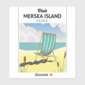Sticker Poster de voyage de l'île de Mersia Essex (Feuille)