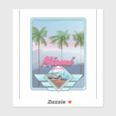 Sticker poster de voyage Miami Florida Vintage (Feuille)