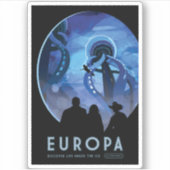 Sticker Poster de voyage Retro Space - Jupiter's Moon Euro (Devant)