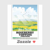 Sticker Poster de voyage Roseberry Topping Yorkshire (Feuille)