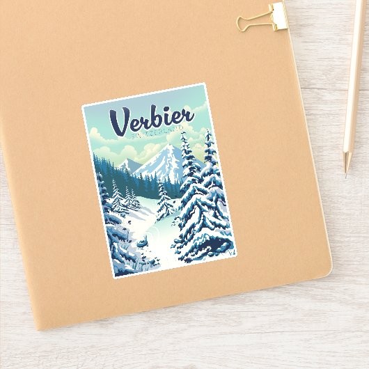 Sticker Poster de voyage Verbier Suisse (Carnet)