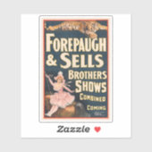 Sticker Poster Du Cirque Tigre Et Femme À Cheval (Feuille)