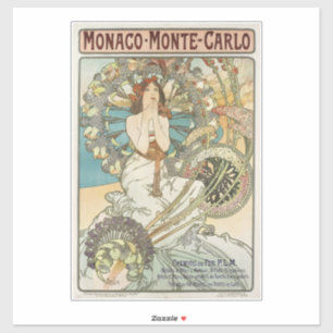 Sticker Poster Mont-Carlo vintage par Alphonse Mucha