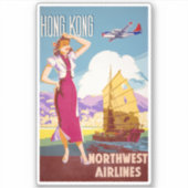 Sticker Poster publicitaire vintage Northwest Airlines (Devant)