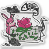 Sticker Pot à Mystère avec Caméléon Squelette (Devant)