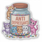 Sticker Pot anti-dépresseurs plein de chatons (Devant)