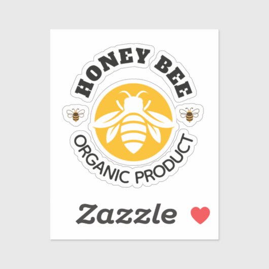 Sticker Pot de miel Abeille à miel Nid d'abeille Apiary (Feuille)