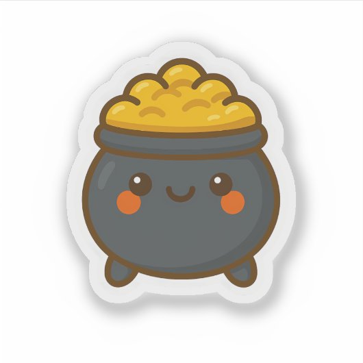Sticker Pot d'or Kawaii (Devant)