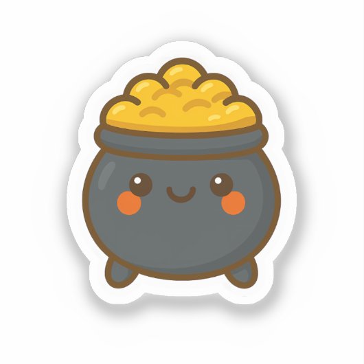 Sticker Pot d'or Kawaii (Recto)