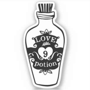 Sticker Potion d'amour #9 bouteille vintage noir et blanc