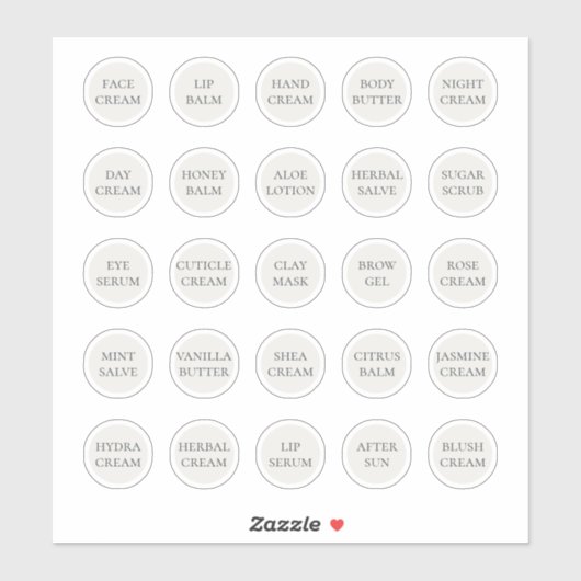 Sticker Pots cosmétiques personnalisables blancs de 1,14" (Feuille)