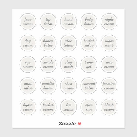 Sticker Pots cosmétiques personnalisables blancs de 1,14"  (Feuille)