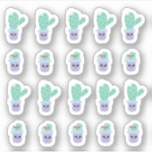 Sticker Pots de cactus adorables dessin animé drôle (Devant)