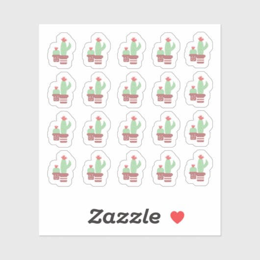 Sticker Pots en terre cuite pour cactus formes flore jungl (Feuille)