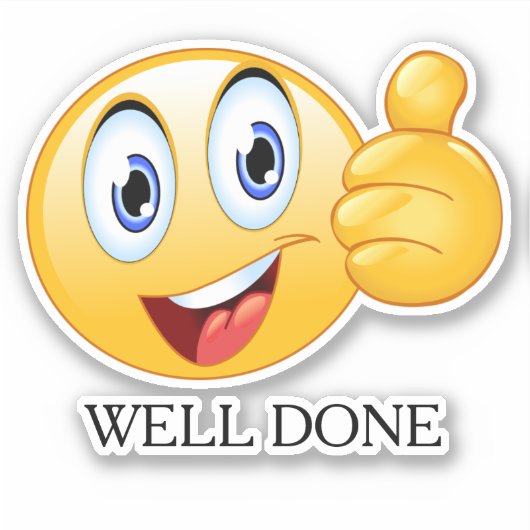 Sticker Pouce vers le haut Emoji bien fait visage souriant (Devant)