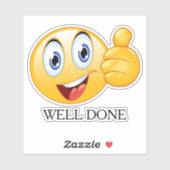 Sticker Pouce vers le haut Emoji bien fait visage souriant (Feuille)
