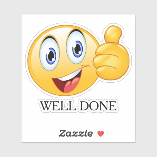 Sticker Pouce vers le haut Emoji bien fait visage souriant (Feuille)