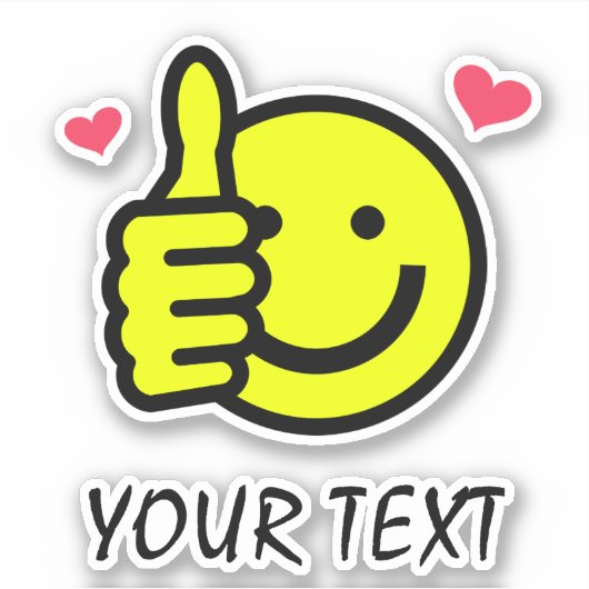 Sticker Pouce vers le haut Smile Face Texte personnalisé (Devant)