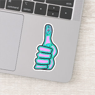 Sticker Pouces psychédéliques colorées vers le haut v2