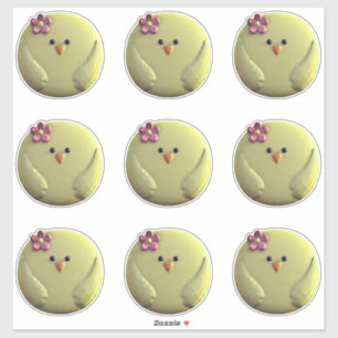 Sticker Poule chiche mignonne jaune et rose