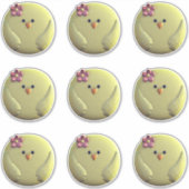 Sticker Poule chiche mignonne jaune et rose (Devant)