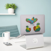 Sticker Poules fois Trois (Ordinateur portable sur le bureau)