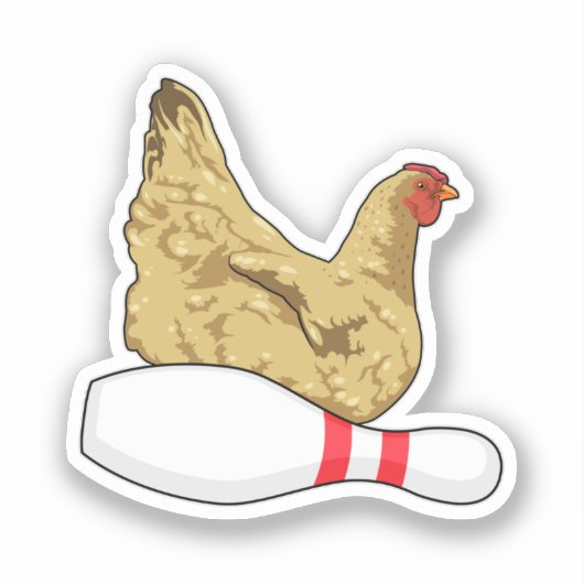 Sticker Poulet au Bowling avec épingle de Bowling (Recto)
