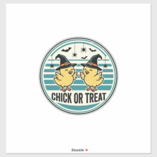 Sticker Poulet de Halloween ou Traitement Poulets Vintage
