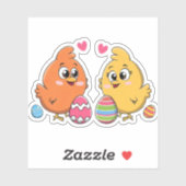 Sticker Poulet de Pâques mignons (Feuille)