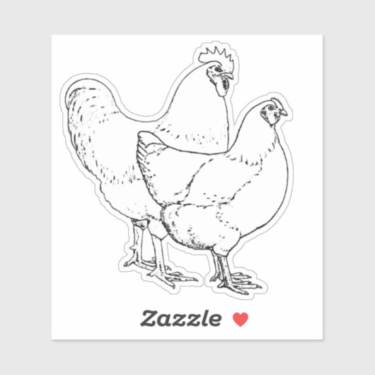 Sticker Poulet de race patrimoniale - Coq et Hen (Feuille)