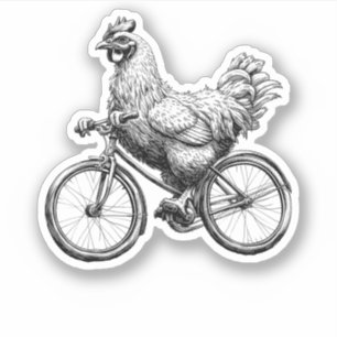 Sticker Poulet Drôle à Vélo Cycliste Animal Mignon Amour