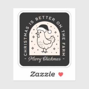 Sticker Poulet drôle de Noël ferme jeux de mots fantaisist