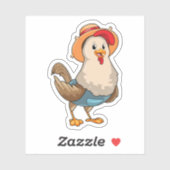 Sticker Poulet en fermier avec Casquette (Feuille)
