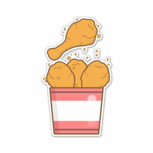 Sticker Poulet frit avec seau (Devant)