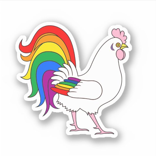 Sticker Poulet gay pride (Devant)
