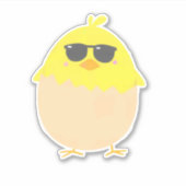 Sticker Poulet jaune funky de Pâques poulette cool (Devant)
