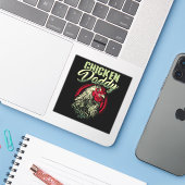 Sticker Poulet Papa Poulet Agricole Volaille (Ordinateur portable avec iPhone)