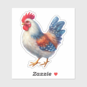 Sticker Poulet patriotique du 14 juillet avec drapeau amér