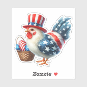 Sticker Poulet patriotique mignon avec drapeau américain