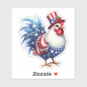 Sticker Poulet patriotique mignon avec drapeau américain
