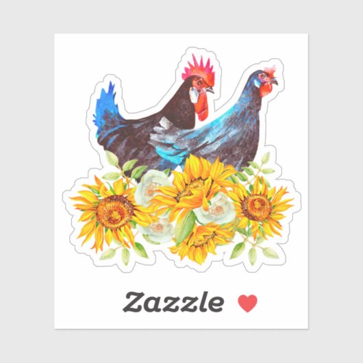 Sticker Poulets à fleurs (Feuille)