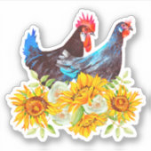Sticker Poulets à fleurs (Devant)