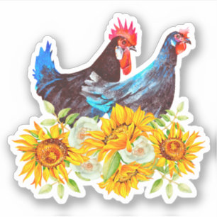 Sticker Poulets à fleurs